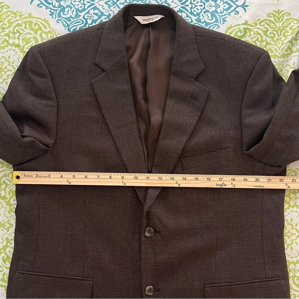 Pronto Uomo Mens 43R Brown Wool Tweed Sport Coat Blazer Jacket Preppy 90s